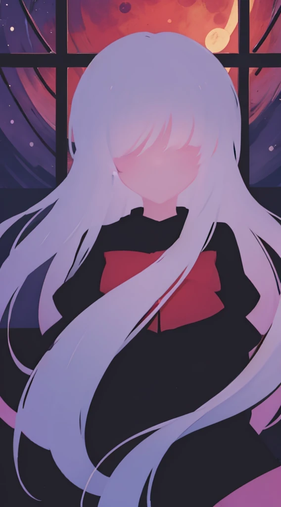 Ghost Girl,Floating in the air,Looking down here,Pitch black bedroom,Midnight,red moon outside the window,4K,High quality,Ultra Detail,super precision,masutepiece,