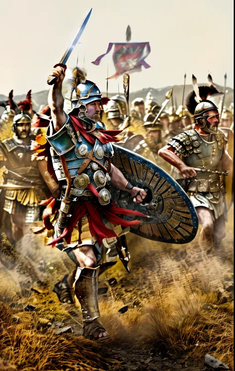 there are many people in the picture, leading spartans into battle, roman legionnaire, roman centurion, by artur tarnowski, anci...