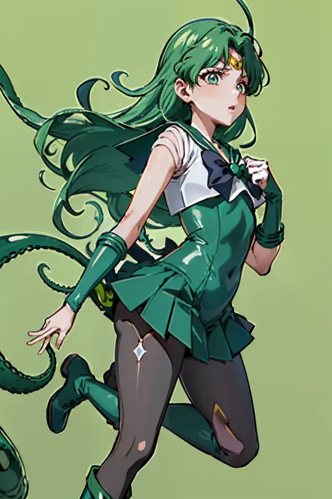 masutepiece, best quality, 1girl in, (sailor neptune),green head hair, (green eye:1.2),((leotard))、((long boots))、((pantyhose))、...