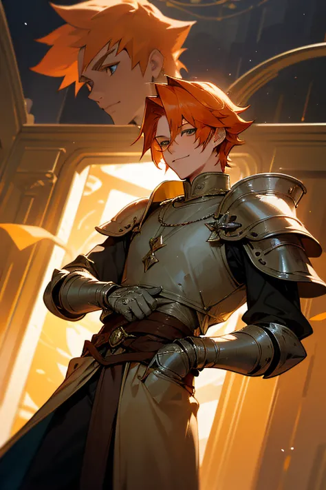 Put your hands in your pockets., I stand up, Final Fantasy, king ,young adult male, Orange Hair, Emerald eyes, fantasy, handsome ,Talk a lot, middle ages, Shoot me. ,smile, armature, Chad,father