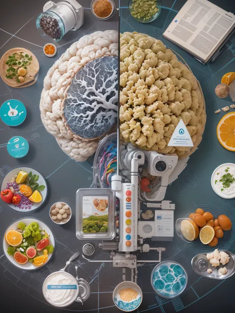 Explore the intersection of technology and healthcare with a blockchain-inspired design. Imagine a world where the brain and heart are surrounded by concepts of food, nutrition, allergies, environment, and medical research. Bring this vision to life with a...