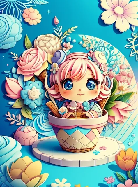 (cupcakes, ice creams, flowers, basket), Munchkin ,Geometric multidimensional wall portrait, livro de arte, Tchibi,
Yang08k, Beautiful, Colouring,
Obras, of the highest quality, best quality, Arte Oficial, Beautiful and Aesthetic,