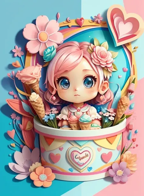 (ice creams, flowers, beautiful box, hearts), Munchkin  ,Geometric multidimensional wall portrait, livro de arte, Tchibi,
Yang08k, Beautiful, Colouring,
Obras, of the highest quality, best quality, Arte Oficial, Beautiful and Aesthetic,