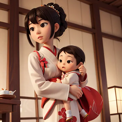 Japanese woman with her baby