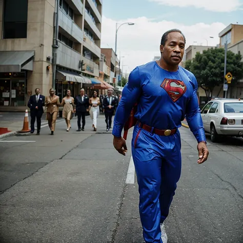 OJ Simpson wearing a super hero suit