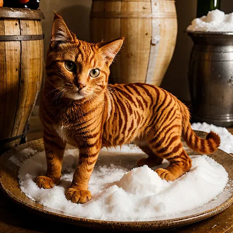 Orange cat, wine apple snow