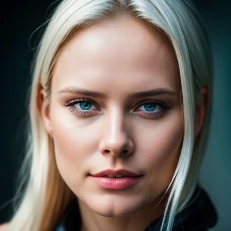 beautiful 25 years old Swedish girl, with ultra white hair, beautiful face, bright blue eyes, sexy lips, white teeth, ((slim, petite)), watching to the camera, ultrarealistic, no shadow on face, photorealistic, photo, masterpiece, realistic, realism, photo...