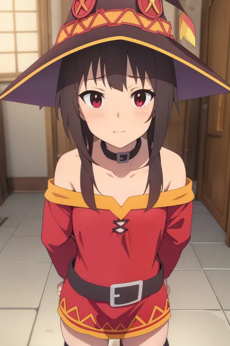 (chica hiper realista:1.2), ((16 year old megumin)), (konosuba), cuerpo completo, single body, esperando, sentado en el suelo, (...