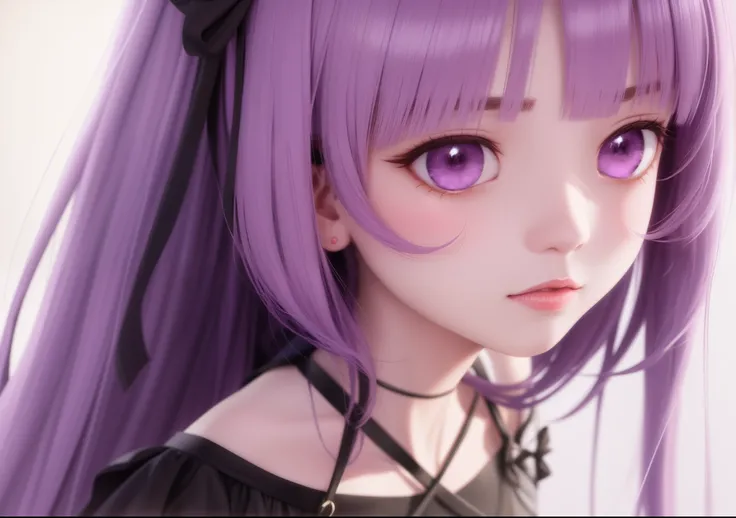 anime girl with purple hair and black dress holding a purple flower, anime style 4 k, anime moe artstyle, anime style. 8k, high quality anime artstyle, anime artstyle, anime stylized, anime styled 3d, stylized anime, anime style portrait, (anime girl), ani...