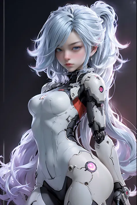 tmasterpiece, best qualtiy, ultra - detailed, iintricate, The  very detailed, A high resolution, force, k hd, 8K, 1man, humanoid robots, dynamicposes, Extremely delicate mech, Glowing dark red LED part, full bodyesbian, High-tech background, rim-light，scie...