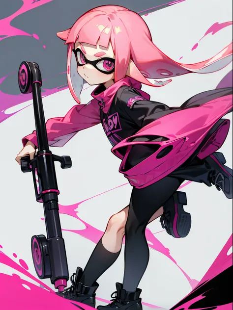 Splatoon 2，Inkling，pink geso，With spray charger，beginner clothes