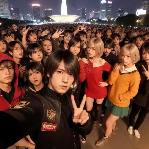 Leon Kennedy 30 old years, bangs hair, black jacket, happy expression, smile, looking at viewer, perfect face