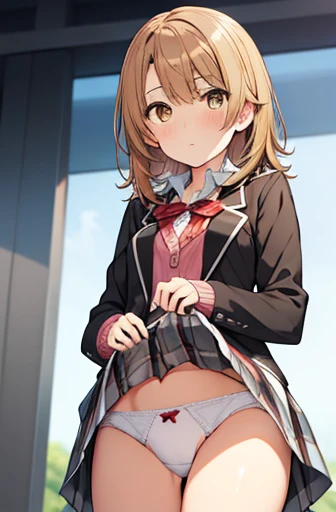 irohaisshikitest, iroha isshiki, Short hair, Brown hair, (Brown eyes:1.5),
BREAK skirt, Shirt, bow ribbon, School uniform, Jacket, White shirt, Open your clothes, sox, Open jacket, Black jacket, Plaid, knee high, plaid skirts, Blazer, Cardigan, Black socks...