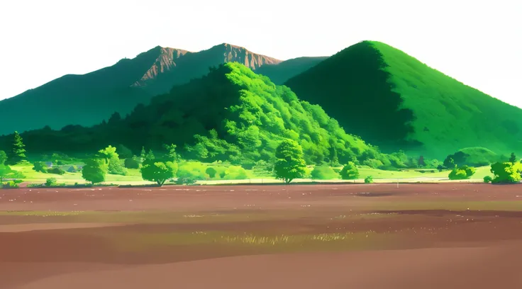 2 green mountain in a background, 4k anime, 4k anime background, 4k detailed,