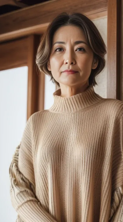 (((Japanese 60 year old mature woman))),top-quality, ​masterpiece, hight resolution, Photorealsitic, Raw photography, flawless, profetional lighting, ighly detailed, depth of fields,traditional Japanese room, (((60 year old))), (((Wrinkles on the face))),N...