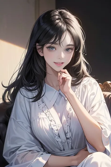 (bestquality, (masterpiece), (10, Realistic, digital illustration digital art details, 1:5 hrs, bright lighting), shining, beautiful environment, perfect face, Manhwa art, Anime style, a girl, 20 age, black hairr, Black eye (Have a lovely smile), Fair-skin...