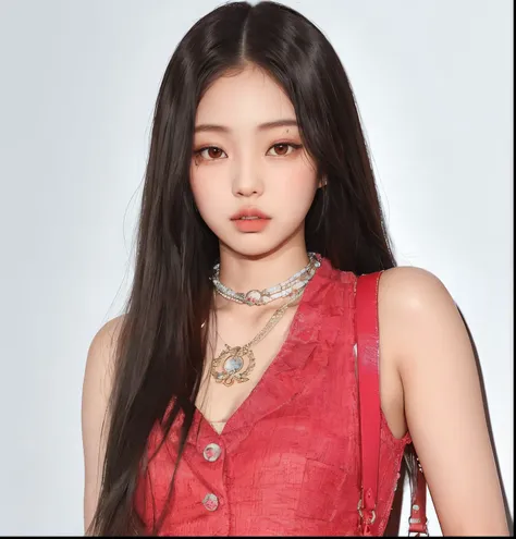 un primer plano de una mujer con un vestido rojo sosteniendo un bolso, Blackpink Jennie, Jossi de Blackpink, Sha Xi, Gongbi, Retrato de Jossi de Blackpink, JIA, Parque Roseanne de Blackpink, Jisoo de Blackpink, Lulu Chen, Jisoo de Blackpink, Asian girl wit...