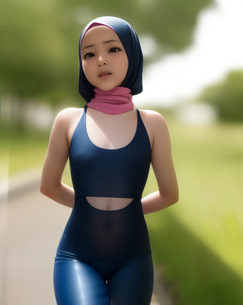 (((HIJAB MALAY GIRL))), masutepiece, High quality, UHD 32K, Realistic face, Realistic skin feeling , A Japanese Lady, 8 years old, Little Girl, Very cute and baby-like face, (((FLAT CHEST))), (MATRIX WORLD), ((look In front  at the camera and SADNESS)), ((...