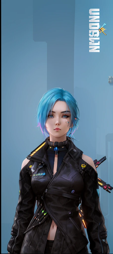 there  a woman with blue hair and a black jacket, hyper-realistic cyberpunk style, cyberpunk 2 0 y. o model girl, artwork in the style of guweiz, cyberpunk character, dreamy cyberpunk girl, female cyberpunk anime girl, cyberpunk style color, the cyberpunk ...