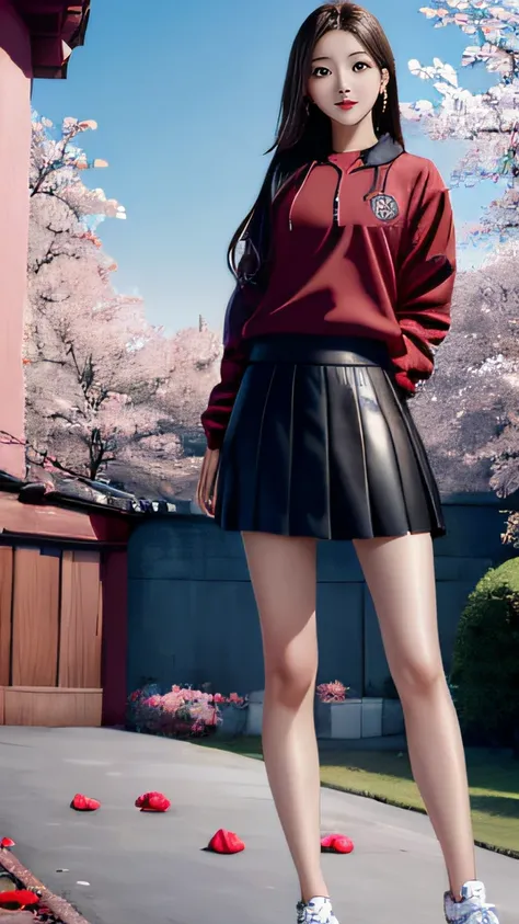 ((Best quality)), (ultra - detailed), (extremely detaild的 CG unified 8k wallpapers), Very meticulous, High-resolution RAW color photos, professional photoshooting, 1900 Anciat:1.3），A cute girl stands up and poses for a photo, （Girl wearing sweatshirt and l...