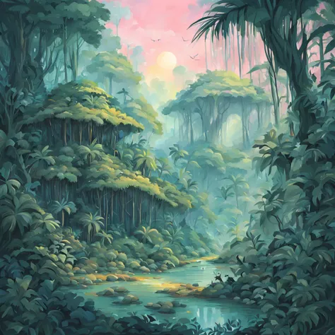 Said to live in huge colonies deep in jungles, although no one has ever returned from there, in pastel art style