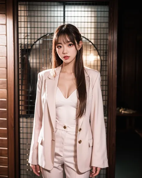 There was also a woman in a pink dress taking pictures., Girl in a suit, lalisa manobal, lalisa manoban of blackpink, korean girl, sun yunjoo, Asuka dress under clothes!, elegant suit, Girl in a suit, Wearing a light pink suit, Wear a tight suit., Sexy :8,...