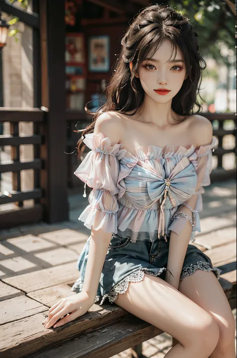 Sweet girl clothes7,skirt, fashi-girl, red lips, mature female, makeup, Big eyes, Pretty eyes, ((full body)), ((Random shooting angles)), (best quality, masterpiece:1.2), ultra-detailed, (realistic:1.37), beautiful, youthful, glamorous model with (detailed...