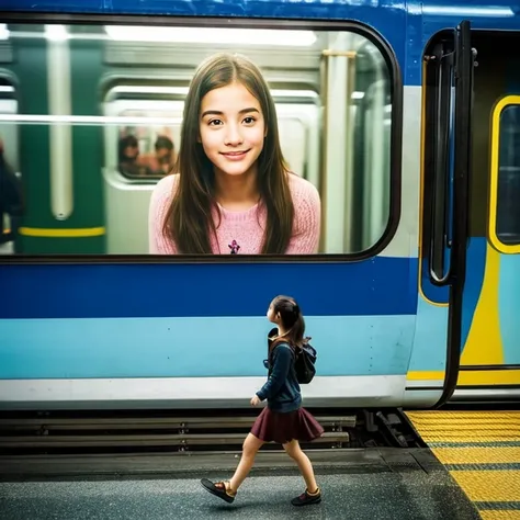 A train with a girl&#39;s face on it