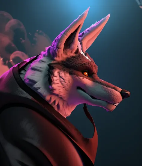 Death wolf sozinho um fundo realista de uma montanha olhando para alguma coisa olhos vermelhos brilhantes no escuro art digital ultra realista em 3D full HD qualidade super alta