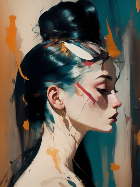 there  ugliness in beauty, but there  also beauty in ugliness. in the style of adrian ghenie, esao andrews, jenny saville, edward hopper, surrealism, dark art by james jean, takato yamamoto, inkpunk minimalism, A beautiful woman in a pose, in spring, artbo...