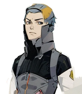 Male boy in illustration style of Shigenori Soejima same expression