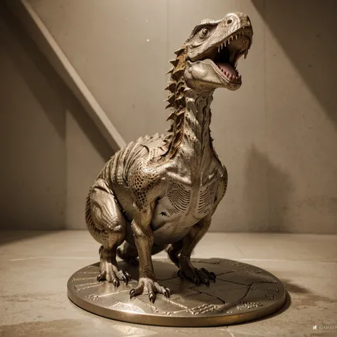 Un velociraptor fractal de plata con Bronze. HD, 3D