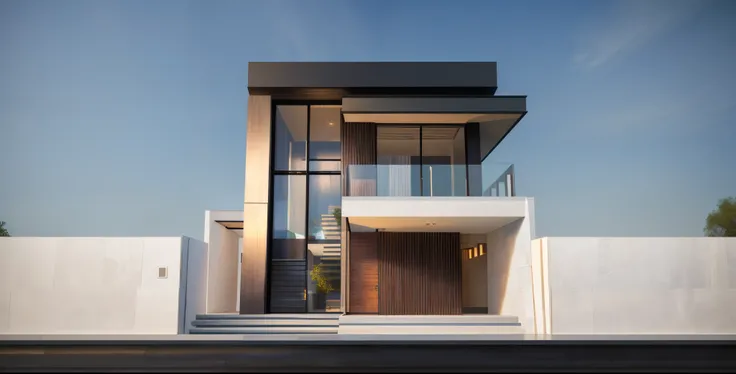 vila moderna,Noite, Realistic, Fora, sunlight, House, Foto RAW, 8k UHD, DSLR, (pele altamente detalhada:1.3), soft lighting, Ultra Qualidade, filmic grain, Fujifilm XT3, sharped image, best quality, Authentic, alta qualidade,