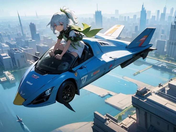 Future City, Girl riding a flying car