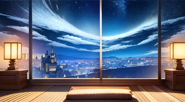 Photo of room with fireplace, Relaxing concept art, Anime background art, Arte conceitual de inverno, Personal room background, anime backgrounds, Anime landscape concept art, Home page background, Starry sky environment in moonlight, beautful view, concep...