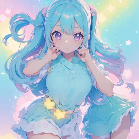 master part, (2meninas e 2meninas e 2meninas e 2meninas no piquenique), idolmaster, olhos grandes, Kawaiitech, kawaii, fofo, pastels colors, best quality, Feliz, Fundo profundo, symmetric, bowed head, 夏天