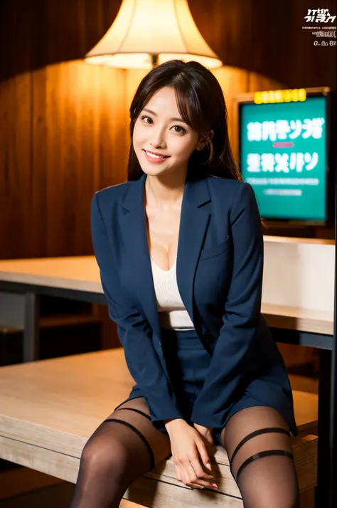 ulzzang -6500-v1.1, (Raw photo:1.2), (Photorealsitic), Beautiful detailed, Famous popular actresses、 (Real: 1.4), extremely detailed eye and face, beatiful detailed eyes, ((Late Night Office:1.2)), ((Womens Suits:1.3, super realistic pantyhose:1.2))、selfee...