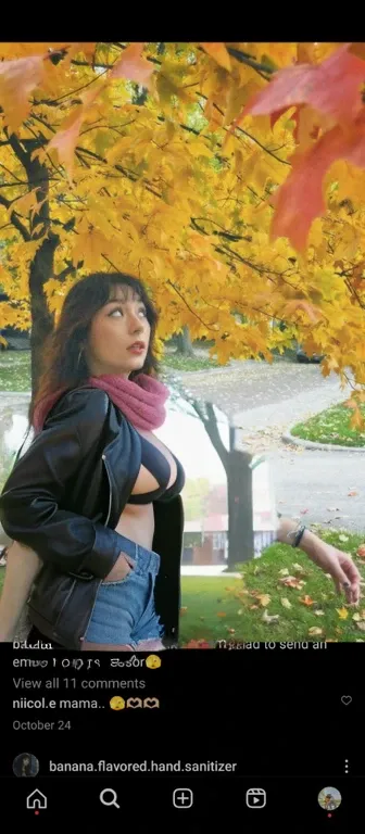 there a woman standing under a tree with a scarf on, lofi portrait, mid shot portrait, mall goth, portrait of maci holloway, mid portrait, fanart, profile picture 1024px, big tits, huge tits, no clothes, minimal clothes, connected to head, neck down, full ...