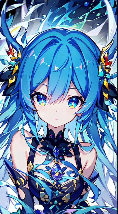 (best quality,8k,highres:1.2), vibrant colored hair flowing in the wind, mesmerizing rainbow-colored eyes like a kaleidoscope, cute and innocent face with rosy cheeks, ethereal presence of an angel, a moonlit night casting a soft glow, divine figures and m...