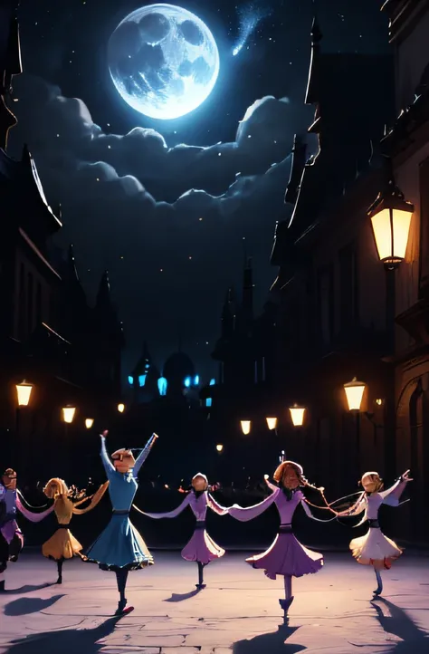 Luna and her friends united under the moonlight dancing a dance of renewal after restoring Wonderville