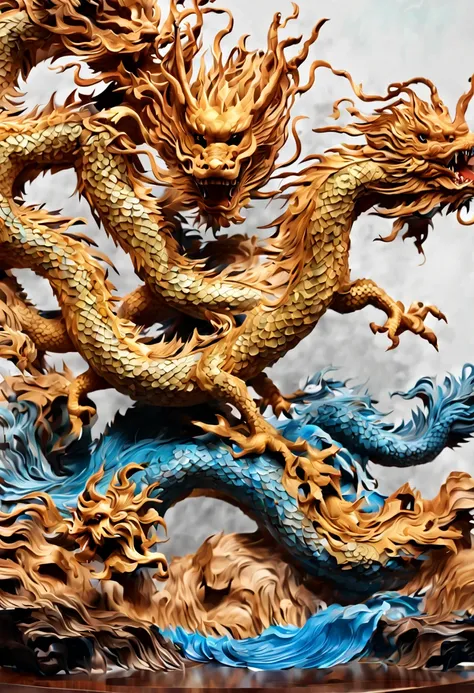 (pop up book:1.4), papercut art, a chinese dragon, water, enhance, intricate, (best quality, masterpiece, representative work, o...