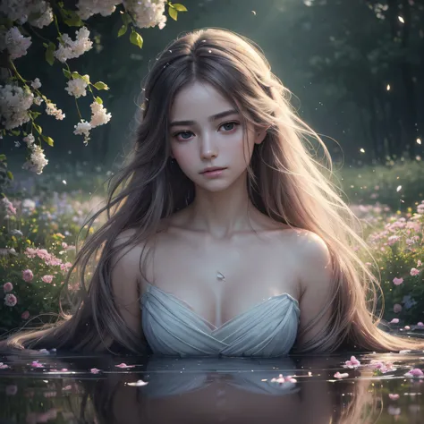 (best quality,4k,8k,highres,masterpiece:1.2),ultra-detailed,(realistic,photorealistic,photo-realistic:1.37),a soul coming out from a dying beautiful girl,portrait,garden,delicate flowers,ethereal atmosphere,vibrant colors,magical lighting,sadness,tranquili...