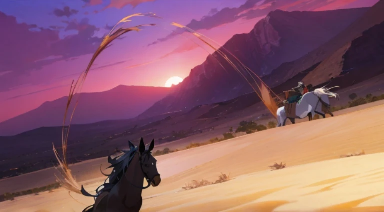 Cartoon scene of a horse and rider in desert area, Screenshot of black clover, Screenshot of the animated movie, beautiful anime scenes, Today’s recommended anime  still, anime movie screenshot, Kuro anime screenshots, Screenshots from the 2012 animation, ...