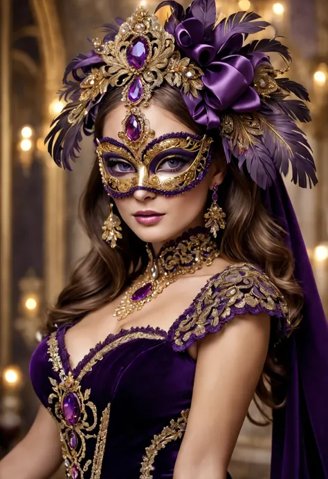 (best quality,highres,masterpiece:1.2),luxurious Christmas mask,beautifully crafted mask,golden accents,detailed design,glimmering decorations,exquisite materials,embellished with crystals,elaborate feathers,sparkling gemstones,meticulous craftsmanship,int...