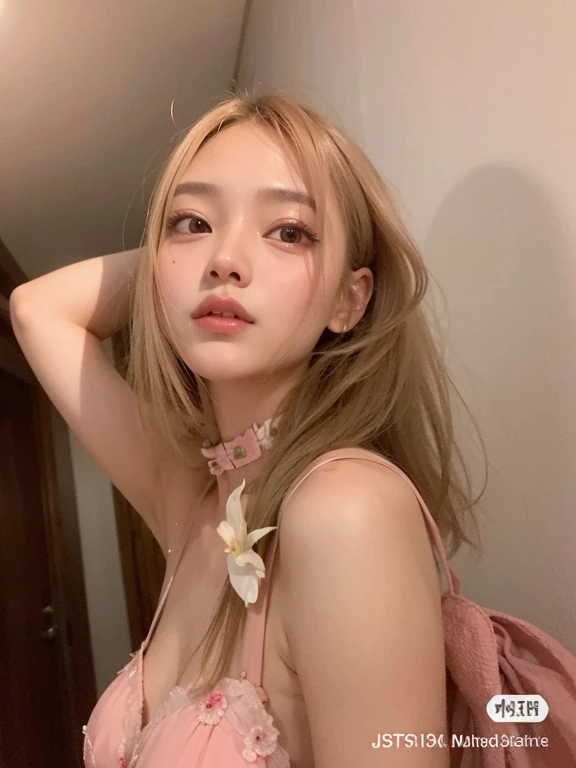 mulher arafa com longos cabelos loiros e um vestido rosa, Ulzzang, linda Delphine, menina coreana, Sakimichan, Asian girl, 19-year-old girl, Shikami, menina cor-de-rosa, 2 Modelo feminina de 4 anos, Parque Roseanne do Blackpink, O corte Hime, Retrato de Jo...