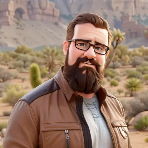 Man with beard and glasses standing in a desert, Igreja de Ryan, lead designer greg rutkowski, joshua middleton, Scott Wills, foto de perfil headshot, Shaun Downey, foto do perfil, Aaron Earley, Enfermaria Pendleton, Scott Robertson, ginger bearded man wit...