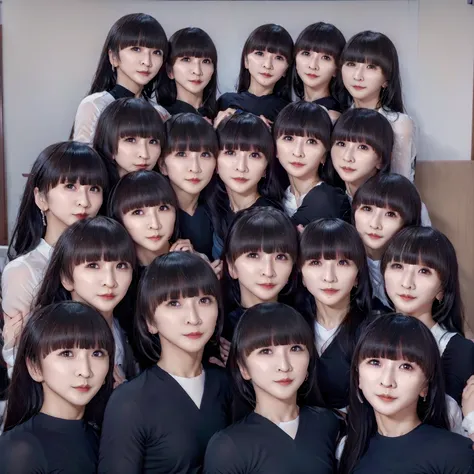 raw photo、(((multiple girls))),((((6+girls)))),((((10girls))))、((((10 girls))))、women only、the same face、matching school uniform...