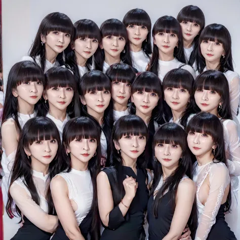 raw photo、(((multiple girls))),((((6+girls)))),((((10girls))))、((((10 girls))))、women only、the same face、matching school uniform...