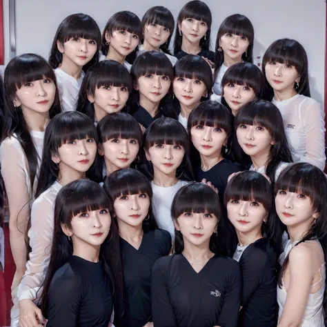 raw photo、(((multiple girls))),((((6+girls)))),((((10girls))))、((((10 girls))))、women only、the same face、matching school uniform...