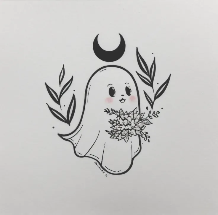 a fantôme with a flower à la main, fantomatique, Floating Ghost, ghostly ghost, Wraith, cute funny ghost, Jeune fille fantaisie, horrible, scary ghost,, Ghosts, haunting and scary, design a spontaneous trait, ghost envelope, casper the friendly ghost, form...